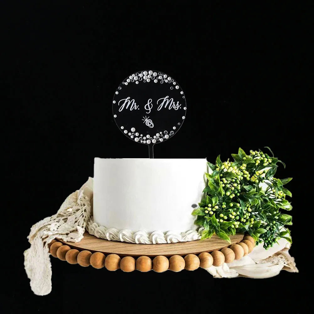 Mr and Mrs Cake Topper Bride and Groom Sign Wedding Engagement Cake Toppers Decorations