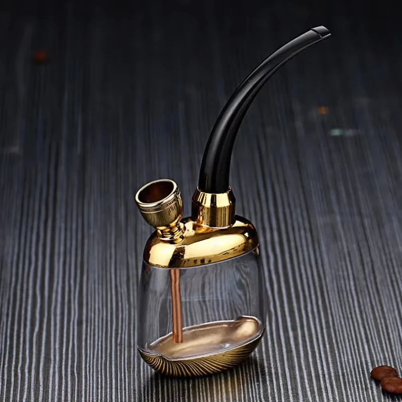 New Gold Shisha Shaped Hookah Water Pipe Smoking With Handmade Smoking Accessories Pipe Shisha Hookah Bicirculation Filter