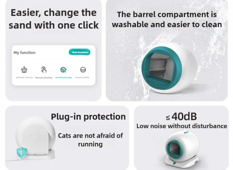 65L Automatic Cat Litter Box Self Cleaning Large Cats Litter Box APP Smart Closed Cat Toilet Dual Deodorization Pet Supplies