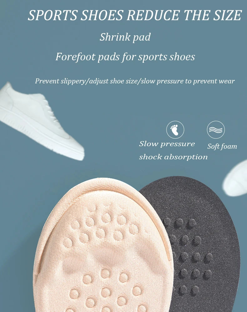 Forefoot Pads for Women High Heels Half Insoles Forefoot Anti-Slip Pain Relief Insert Shoe Size Reduce Filler for Too Big Shoes