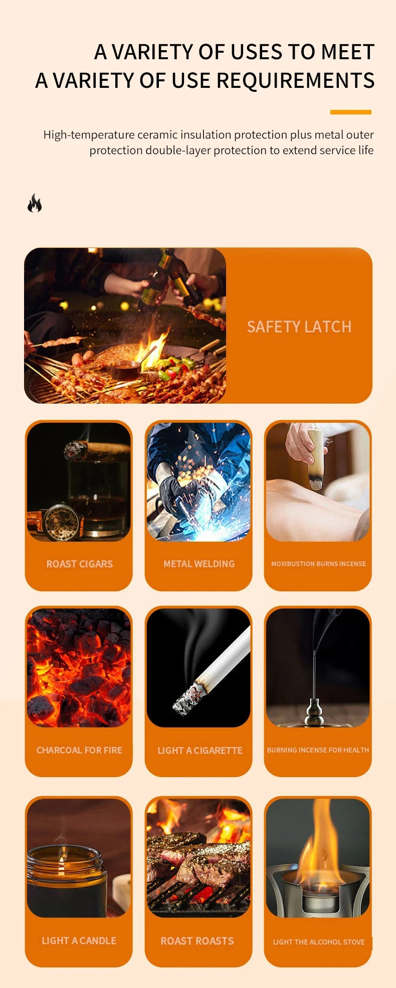 1300℃ Jet Flame Gas Lighter 360 Degree Inverted Turbo Torch Lighter Refillable Butane Kitchen BBQ Ignition Gun Windproof Lighter