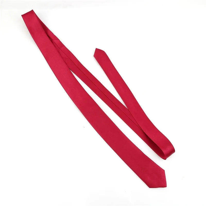 Elegant Solid Color Necktie For Men Casual Slim Plain Mens Solid Skinny Neck Party Wedding Tie Silk Neckties
