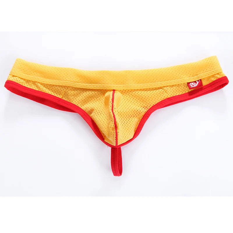 Men's Low Waist Thongs Breathable Nylon Mesh T Briefs Comfortable Underwear