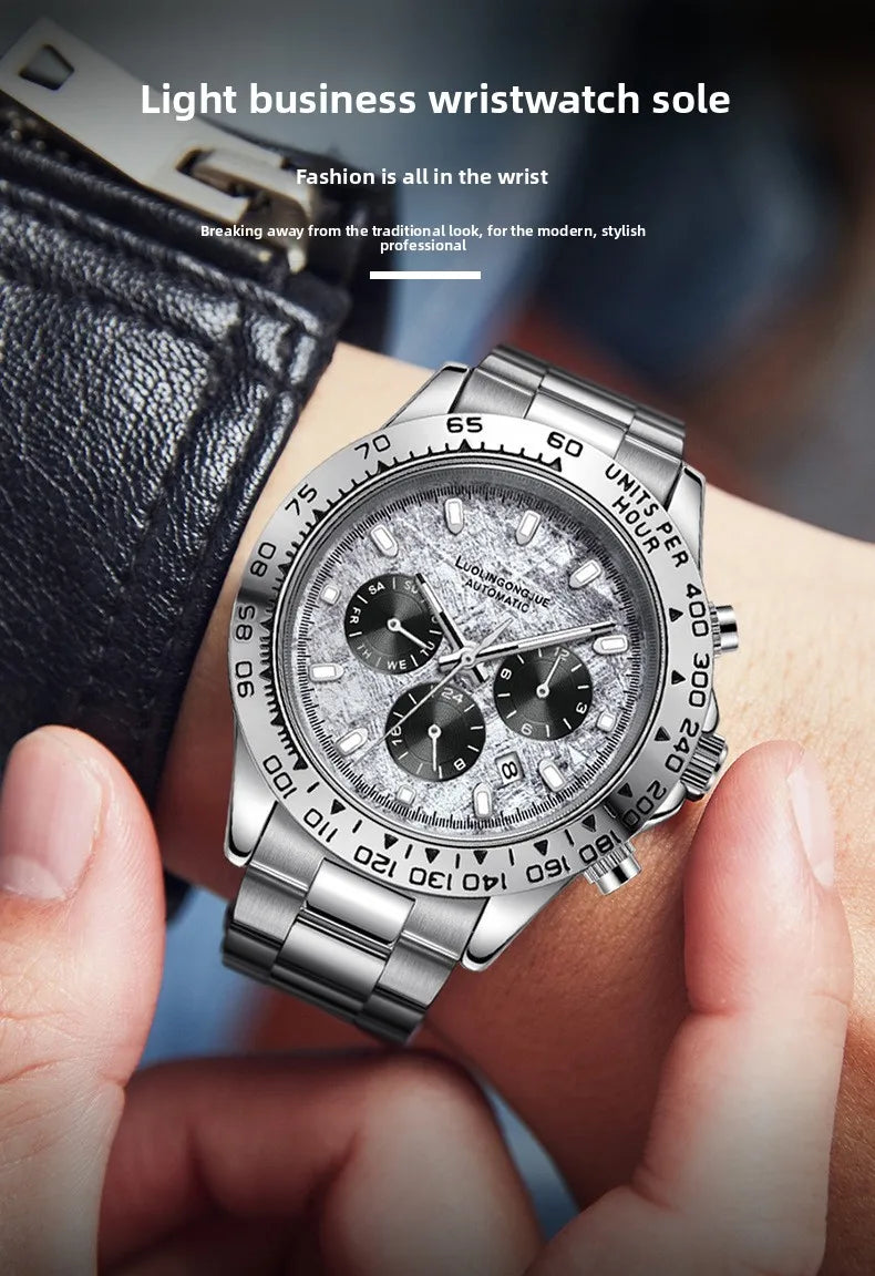 Fully automatic mechanical watch, business-style, luminescent, waterproof, men's mechanical watch, sapphire crystal glass mirror