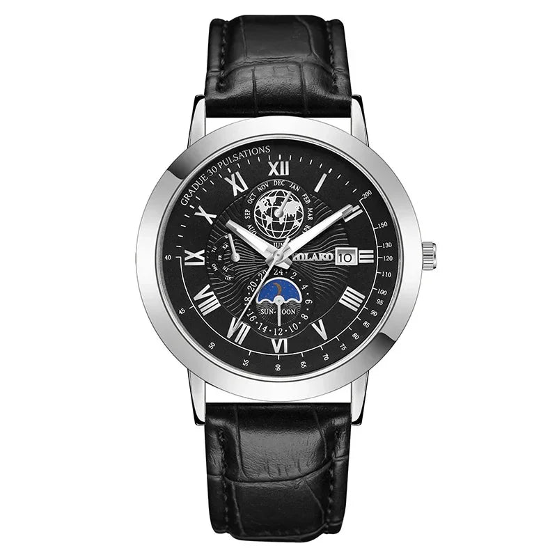 Men watches Wholesale Earth Date Wristwatches Leather Strap Quartz Watches for Men cheap men watch