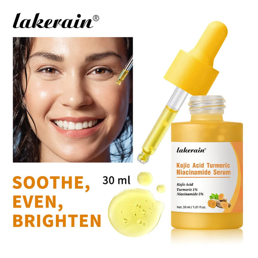 Kojic Acid Turmeric Niacinamide Serum Brighten Skin Tone Soothe Skin Deep Moisturizing Precise Dropper Design Facial Care