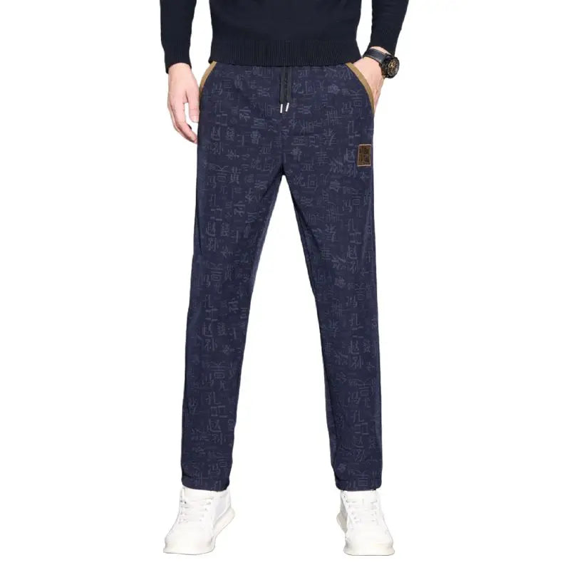 Men's Casual Pants Are Trendy and Versatile Straight-leg Pants with Printed Anti-wrinkle Features for Men in Autumn and Winter