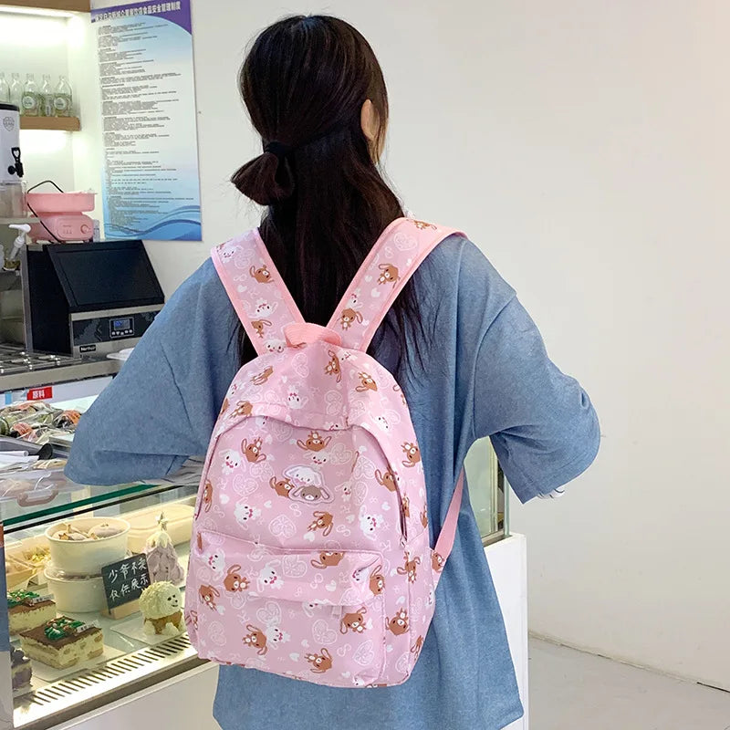 Cute Sugarbunnies Schoolbag Large Capacity Student Backpack Girl Heart Sweet Travel Portable Backpack Girl Holiday Best Gift