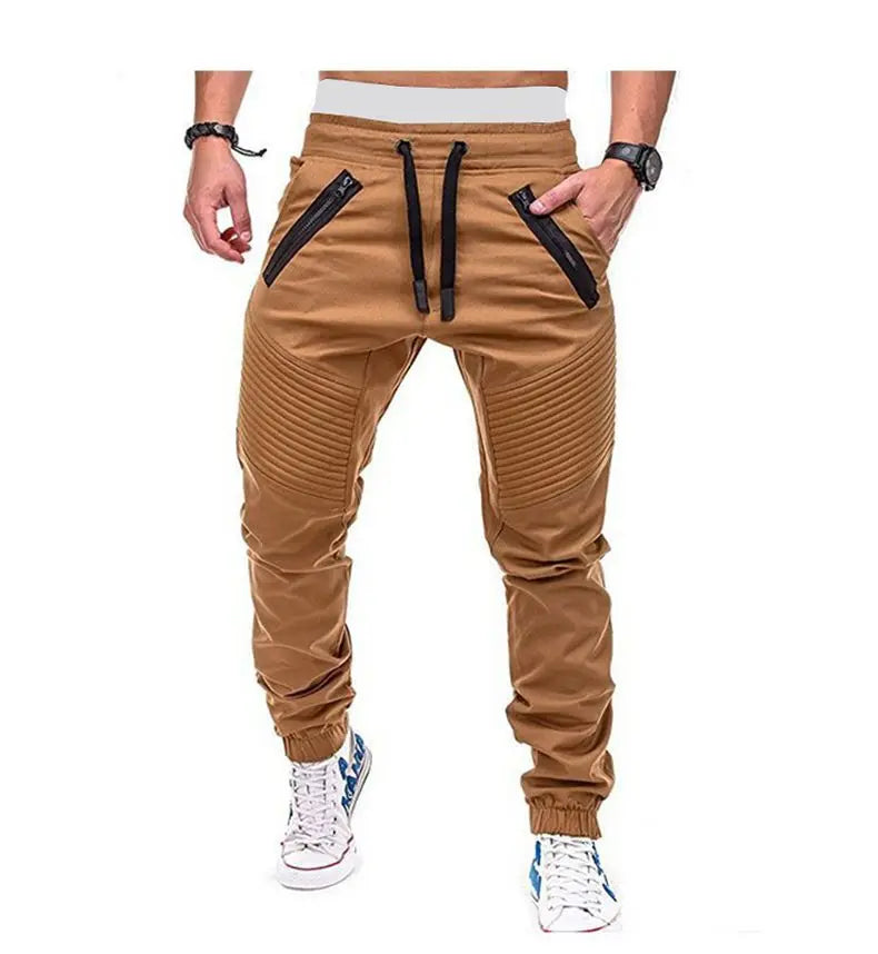 Men's Sports Pants Spring Autumn Trendy Versatile Casual Foot Trousers Fashionable Cotton Woven Sweatpants Men