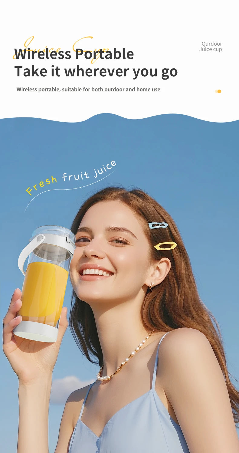 12Blades Portable Blender 2Cups for Travel Portable Electric Juicer Mixer Usb Charge Fresh Fruit Juice Personal Blender Smoothie