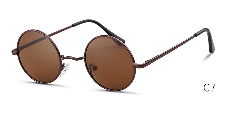 Trendy Round Polarized Sunglasses High Quality Brand Design Vintage Party Men Circle Small Frame Women Yellow Shades Sun Glasses