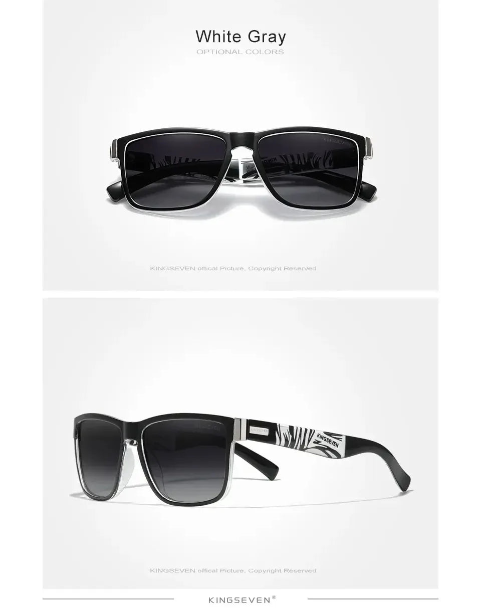 KINGSEVEN Polarized Lens Sun Glasses Women High Quality Retro Men Square Full Frame Decorative Glasses UV400 Goggles Eyewear