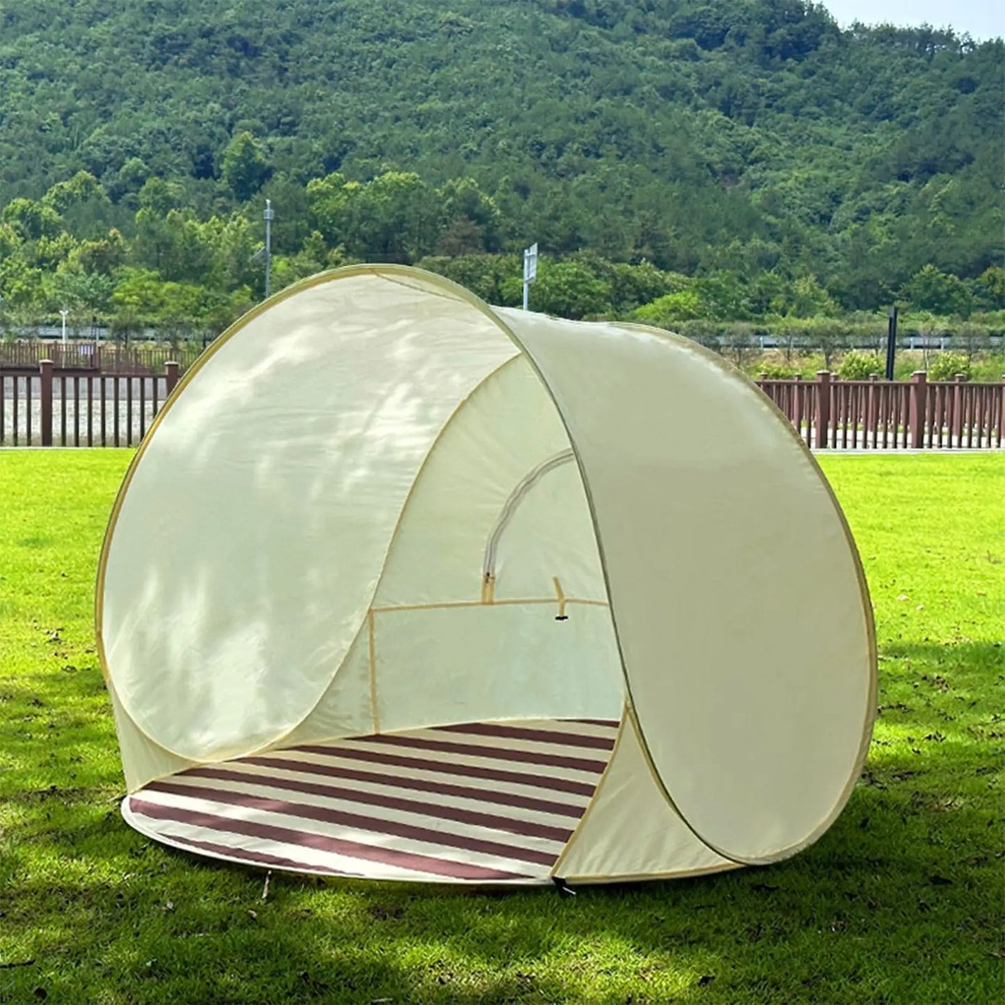 Tent for Beach 3/4 Person Easy Pop Camping Canopy Beach Shelter with Ventilating Mesh Window for Outdoor Camping Picnic Garden