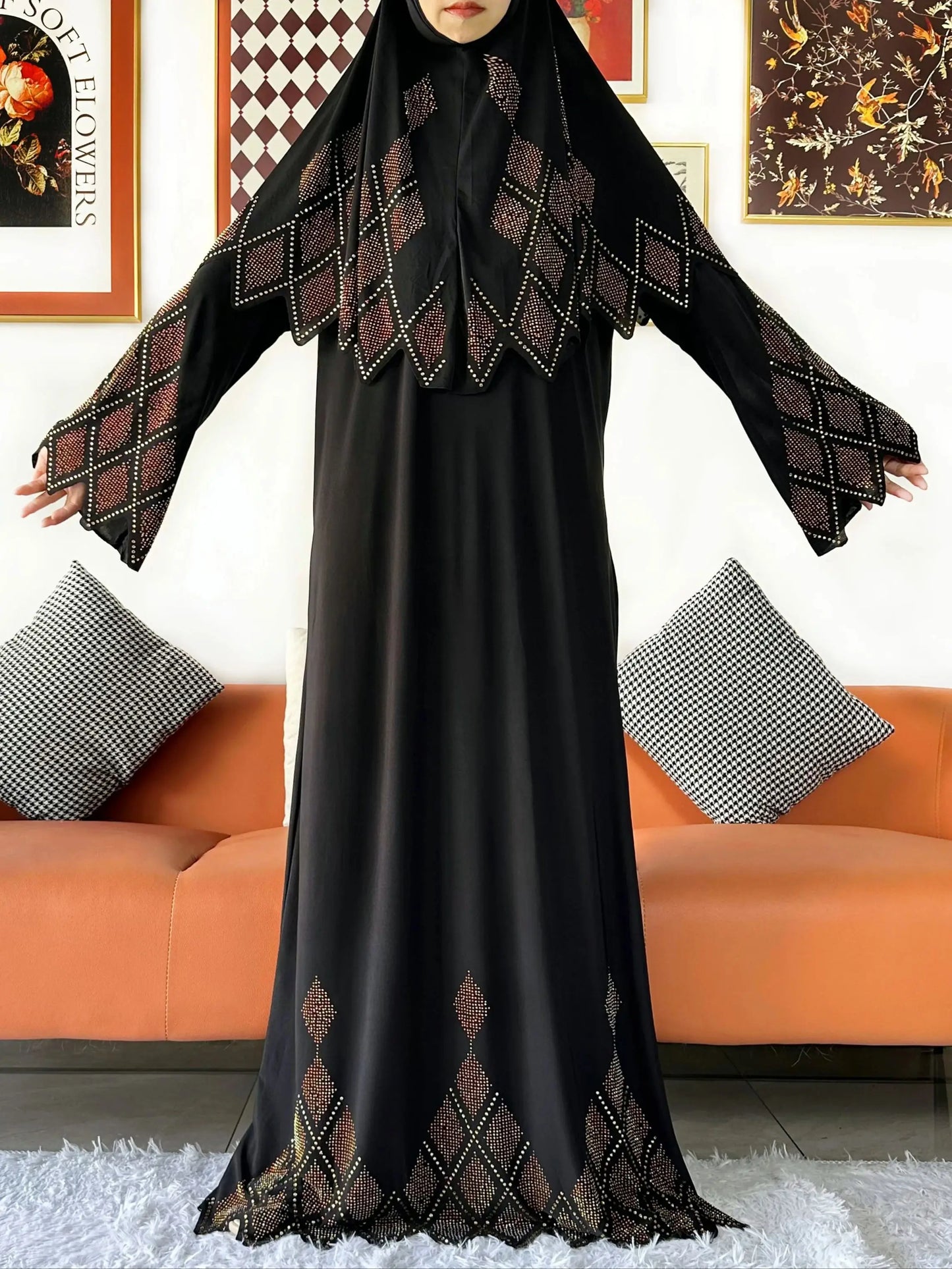 2025 Islamic Women's Hijab Scarf Long Dress Sets Prayer Garment Set Long Khimar Dress And Hijab Combo for Ramadan Daily Wear