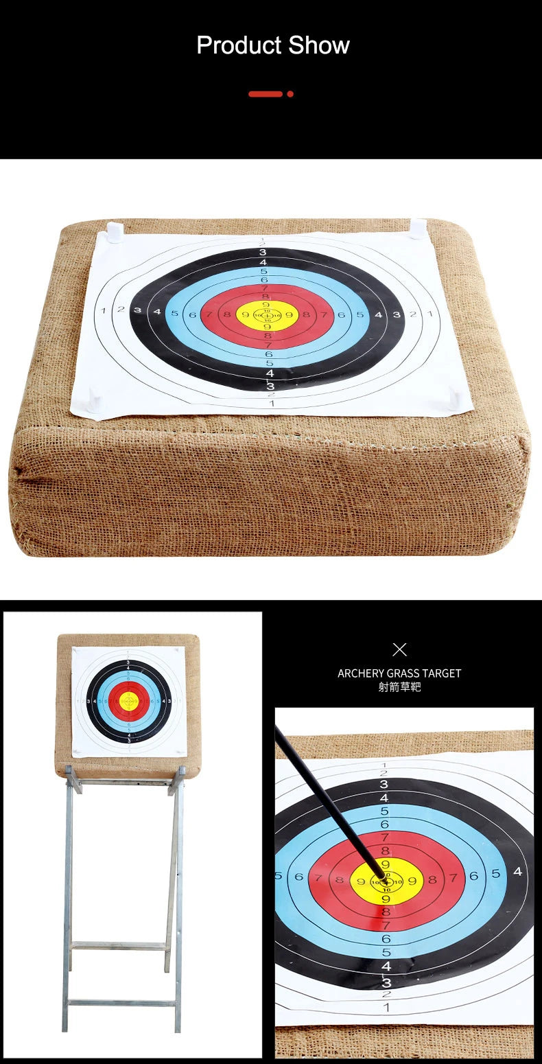 Archery Target Grass Square Target For Backyard - 20inch Bow Archery and Arrows Block Straw Target For Compound Recurve Bow Shoo