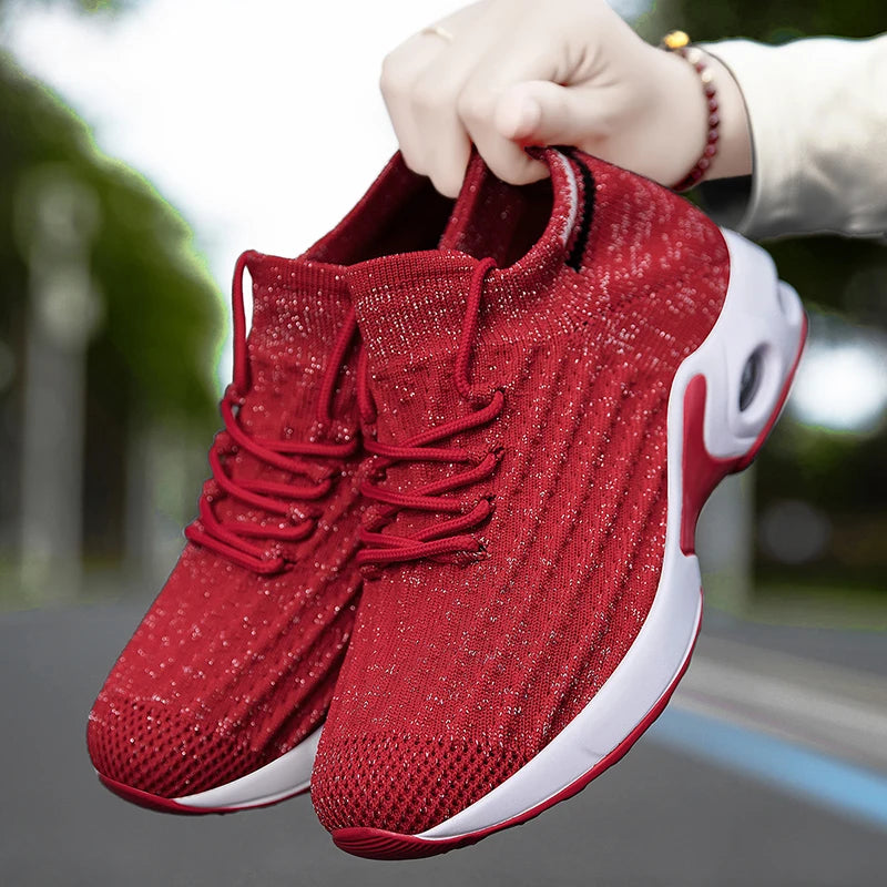 2025 New Women Walking Shoes Fashion Slip on Sock Sneakers Women Casual Breathable Wedges Shoes Ladies Loafers Flats Tenis shoes