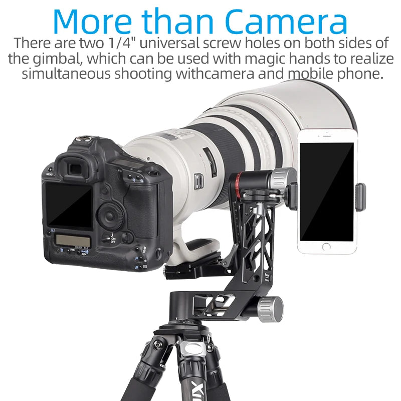 Professional Heavy Duty Gimbal Head 360 Degree Panoramic Gimbal Head Mount for Tripod DSLR Camera Telephoto Lens Tripod Head