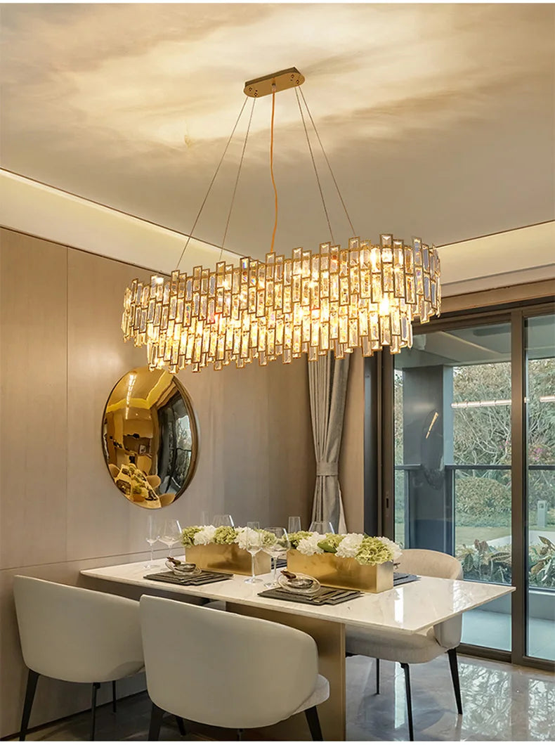 Luxury Crystal Chandelier Ceiling Light Fixture Dining Table Light Led Lighting Lamps Living Rooms Żyrandol Pendant Ceiling Lamp