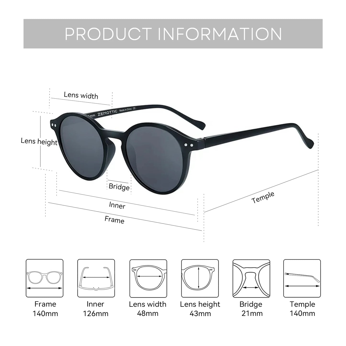 ZENOTTIC Retro Polarized Sunglasses 2023 2024 Men Women Vintage Small Round Frame Sun Glasses Polarized Lens UV400 Goggles Shade