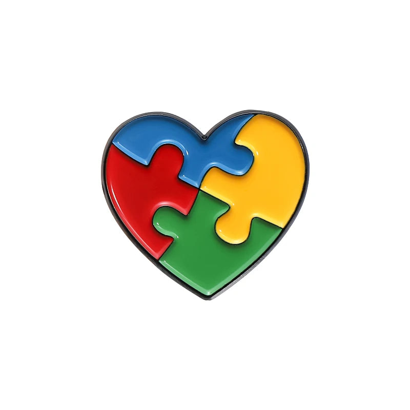 Autism Awareness Puzzle Enamel Pins Introvert Caring For Mental Health Metal Brooches Lapel Badges Jewelry Gifts For Friends