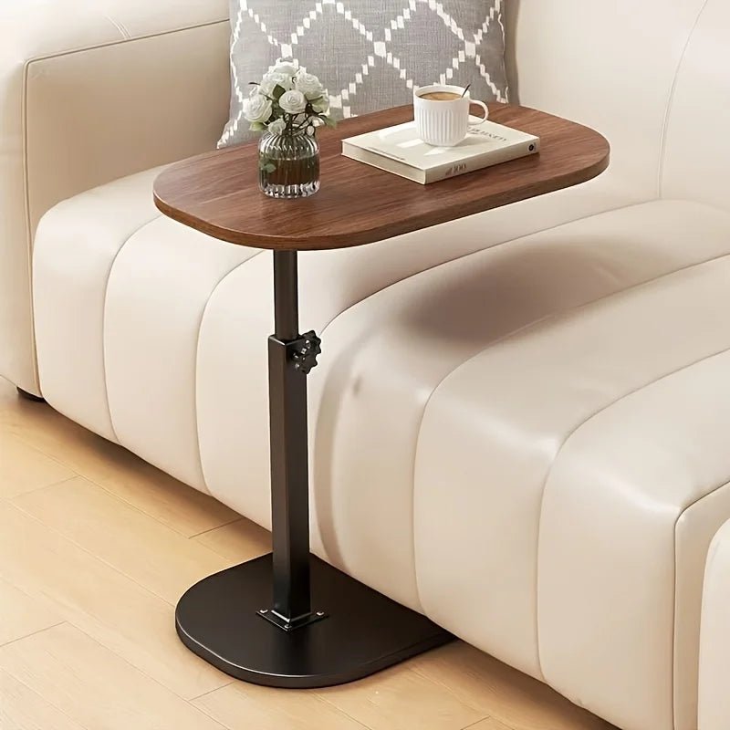 Adjustable height table - with wooden tabletop, portable sofa side table, suitable for coffee, office, and indoor/outdoor use