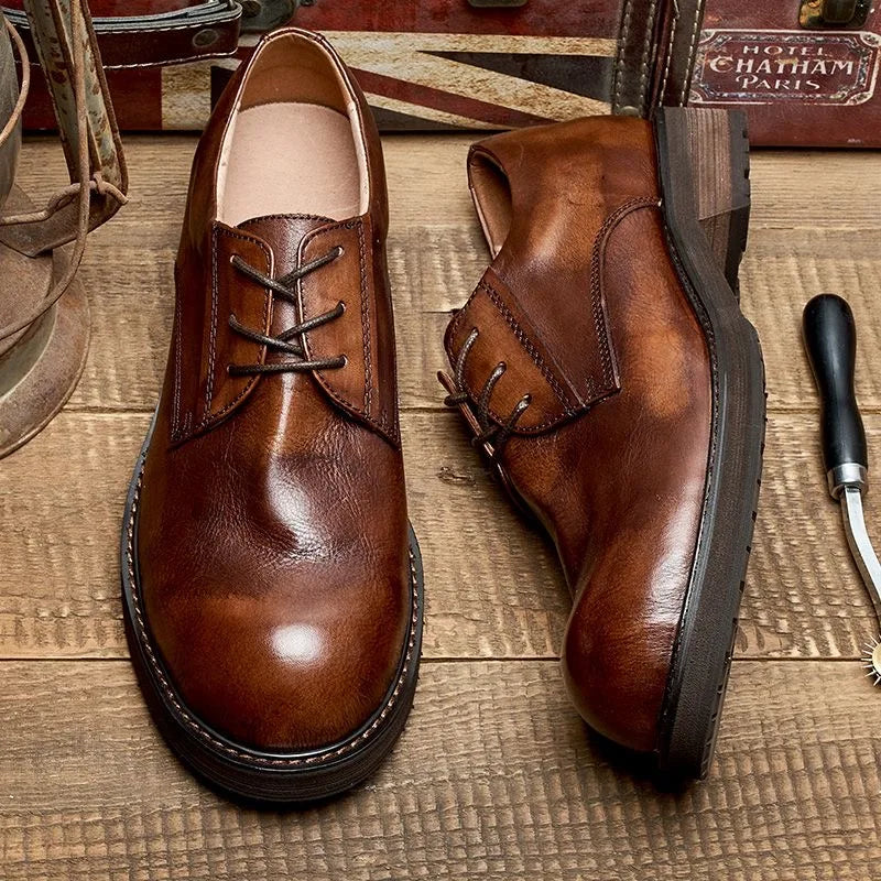 Vintage Men's Genuine Leather Brogues Dress Shoes Luxury Brand Handmade Fashion British Style Autumn Wedding Social Shoes Man