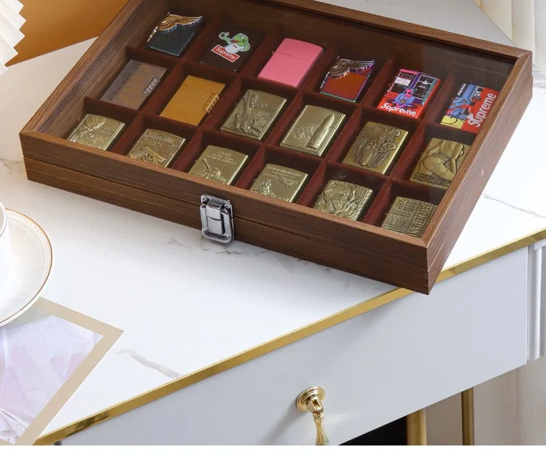 Lighter Storage Box Lighter Holder Display Box Windproof Lighter Display Stand Transparent With Lid Dustproof Large Capacity