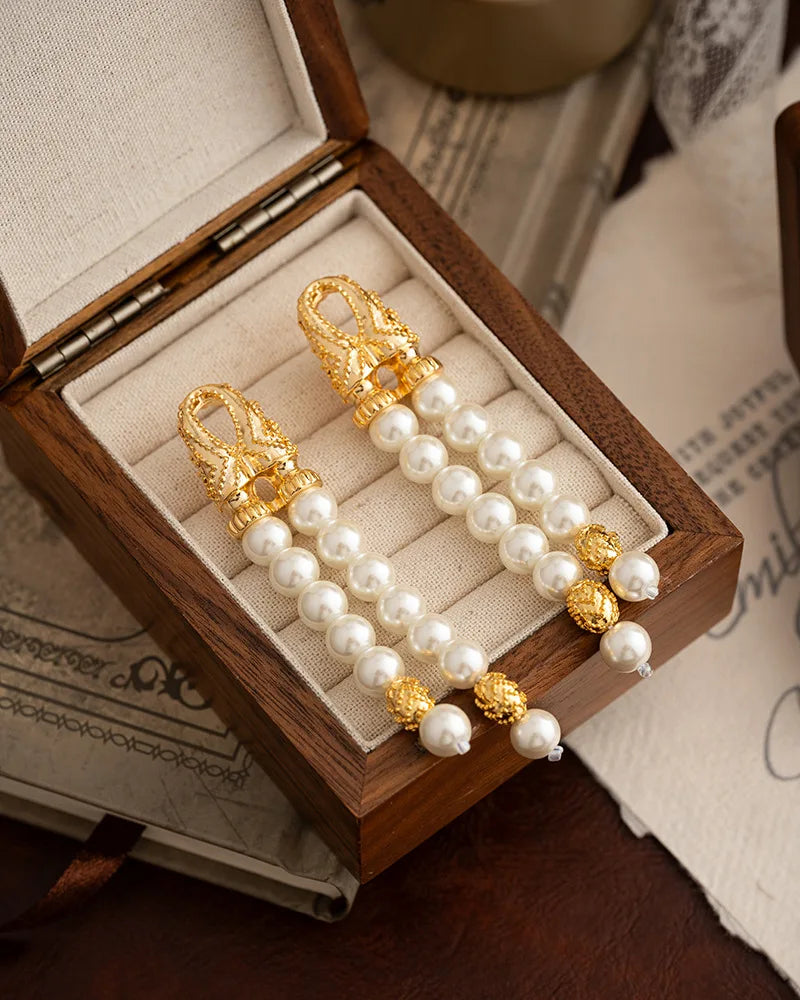 Light luxury high-grade multi-layer pearl necklace retro exaggerated niche alloy collarbone chain women's fashion jewelry