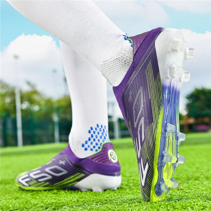 2026 Men's FG Soccer Shoes with Long Anti-Slip Studs, Ultra-Light Football Cleats for Outdoor Matches & Training Sessions