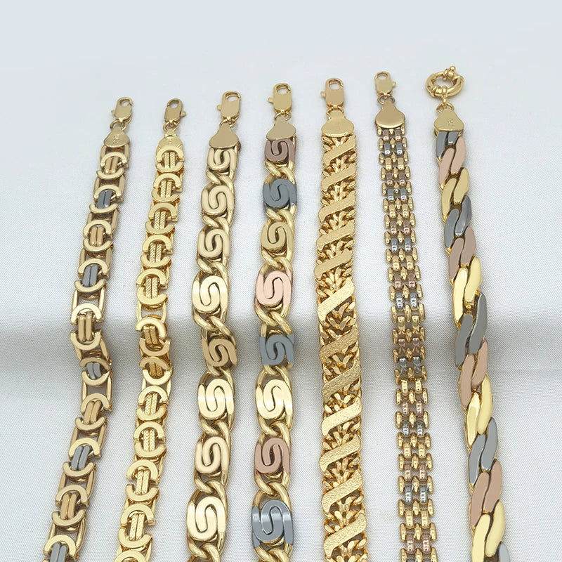 African Jewelry Big Set For Women Men Necklace Dubai Three Color Charm Bracelet Jewellery Xmas Daily Wear Party Gifts