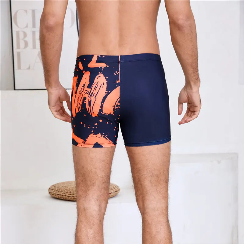 Men's Fashion Bathing Pants, 3-4-Quarter Swimsuit, Waterproof Swimwear