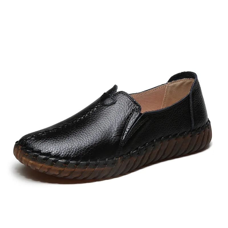 Autumn Wide Width Women Shoes Genuine Leather Ballet Flats Women's White Loafers Driving Moccasins Ladies Shoes For Foot Bones