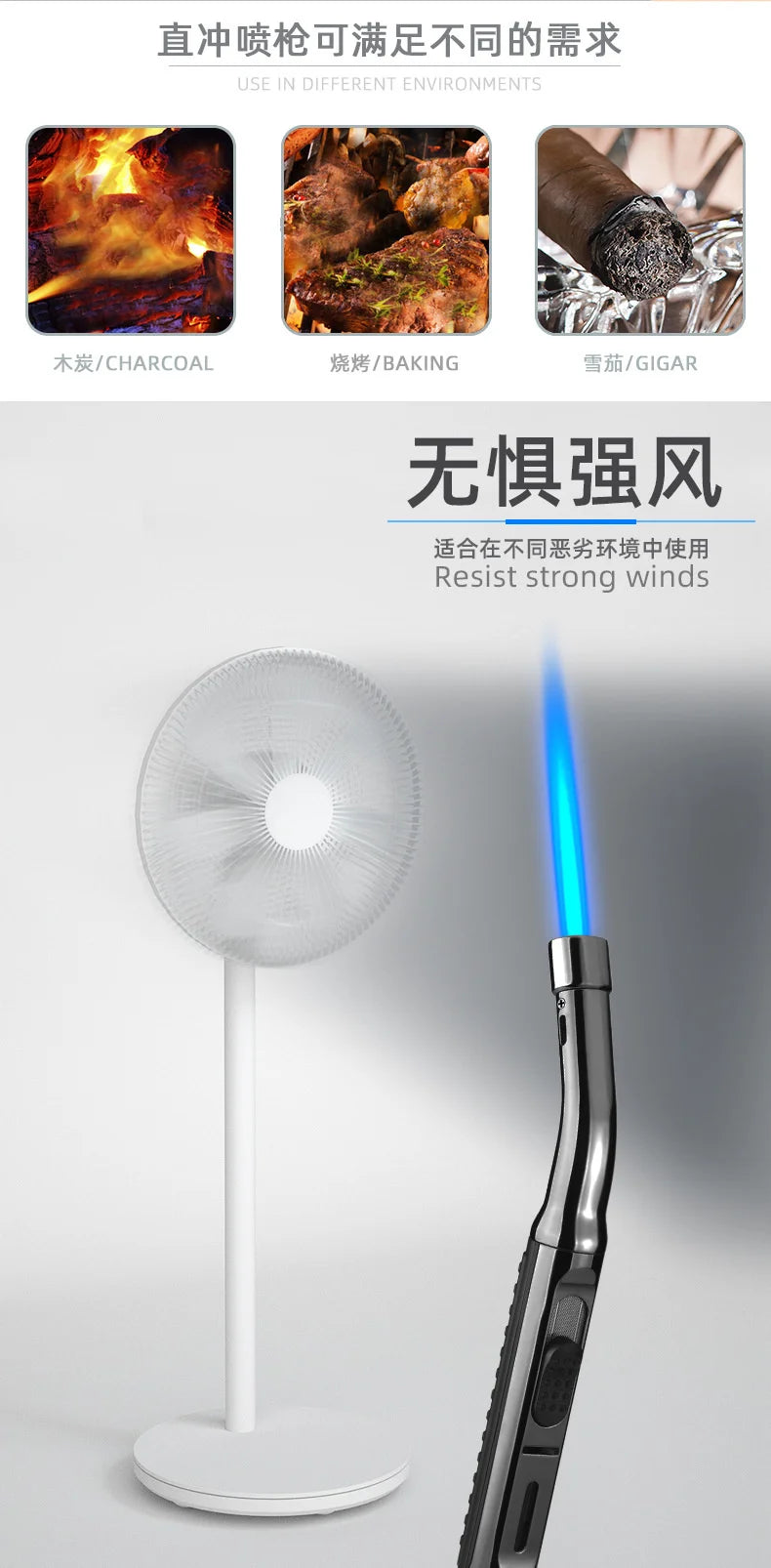 Jet Windproof Lighter Gas Spray Gun Cigar Lighter Outdoor Barbecue Kitchen Ignition Welding Turbo Lighter High Temperature
