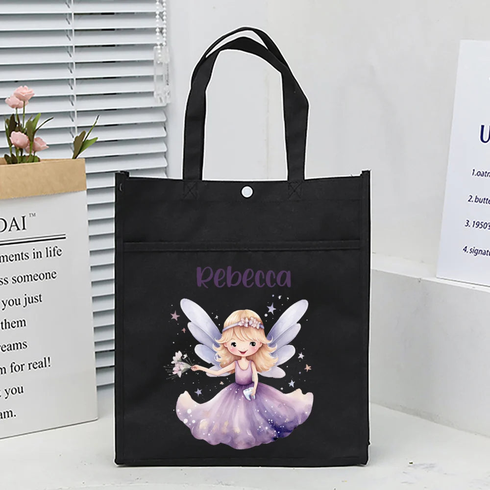 Personalized Kids Library Tote Bags Homeschool Cute Custom Name Reading Books Bag Children School Bag Birthday Gifts for Kids