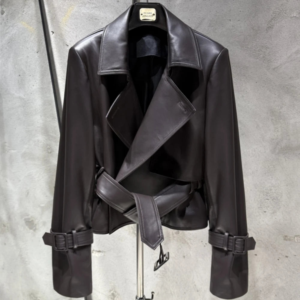 Ladies Blazer Leather Coat Office Lady Sheepskin Jackets Female Genuine Leather Outwear