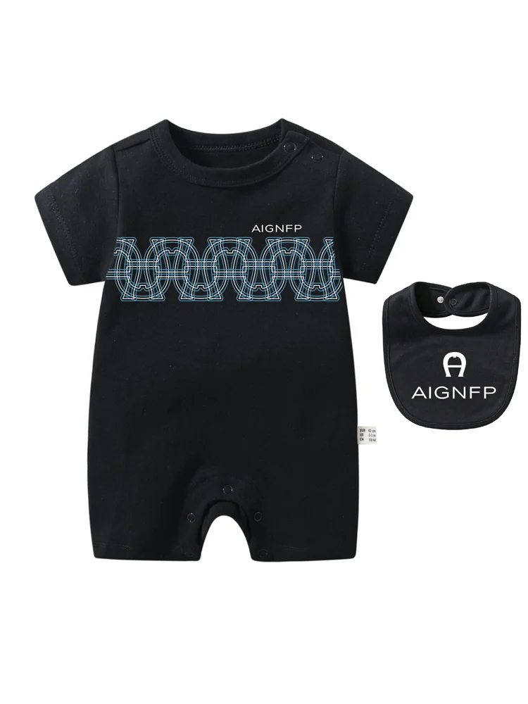 Trend Baby Clothes %100 Cotton Newborns Jumpsuit 2025 Hot Sale New Toddler Boy Rompers Soft Bib scarf Burp cloth Infant 2Pcs Set