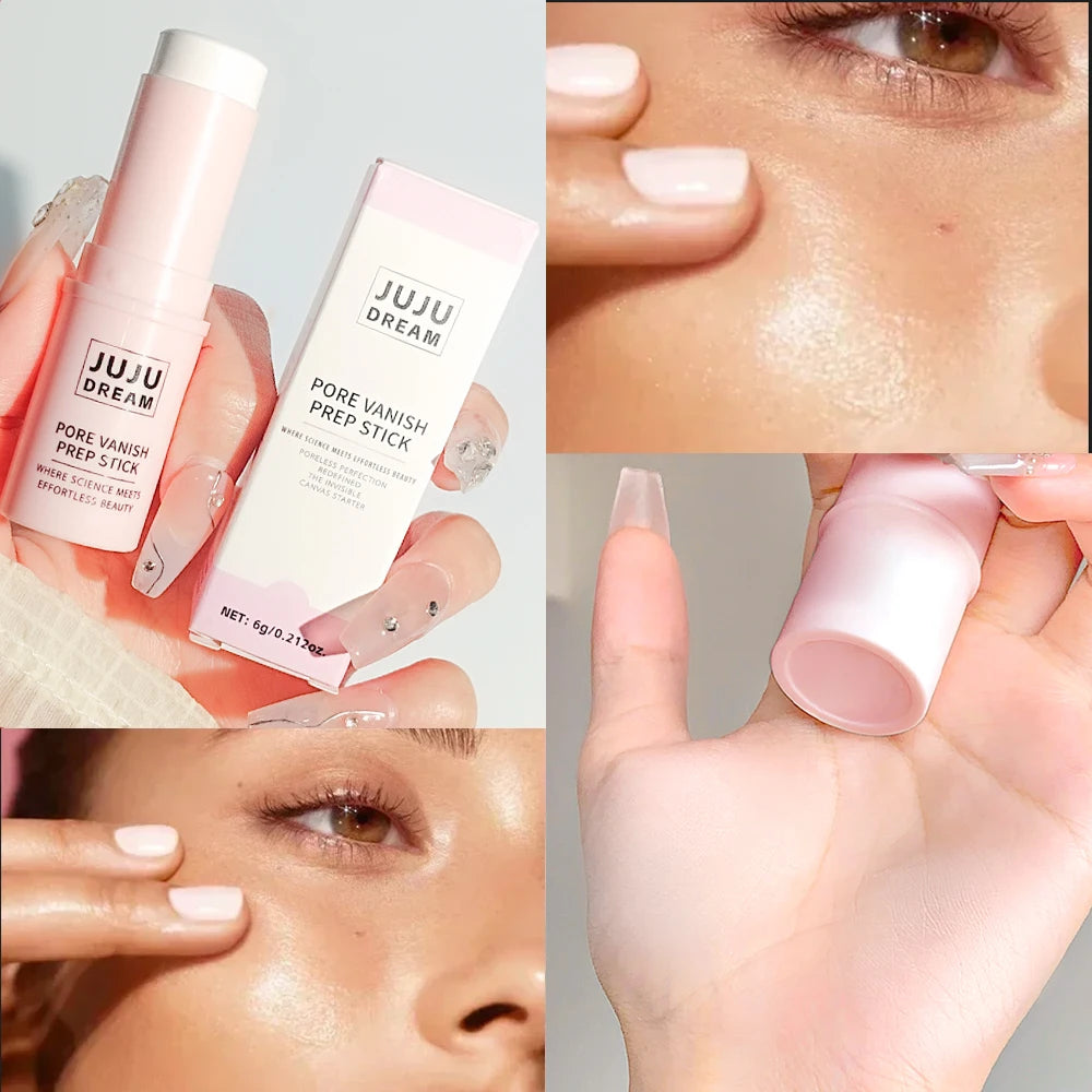 Face Primer Stick with Matte Blur Effect, Hydrating Shimmer Texture for Pore Covering, Oil Control and Lightweight Finish