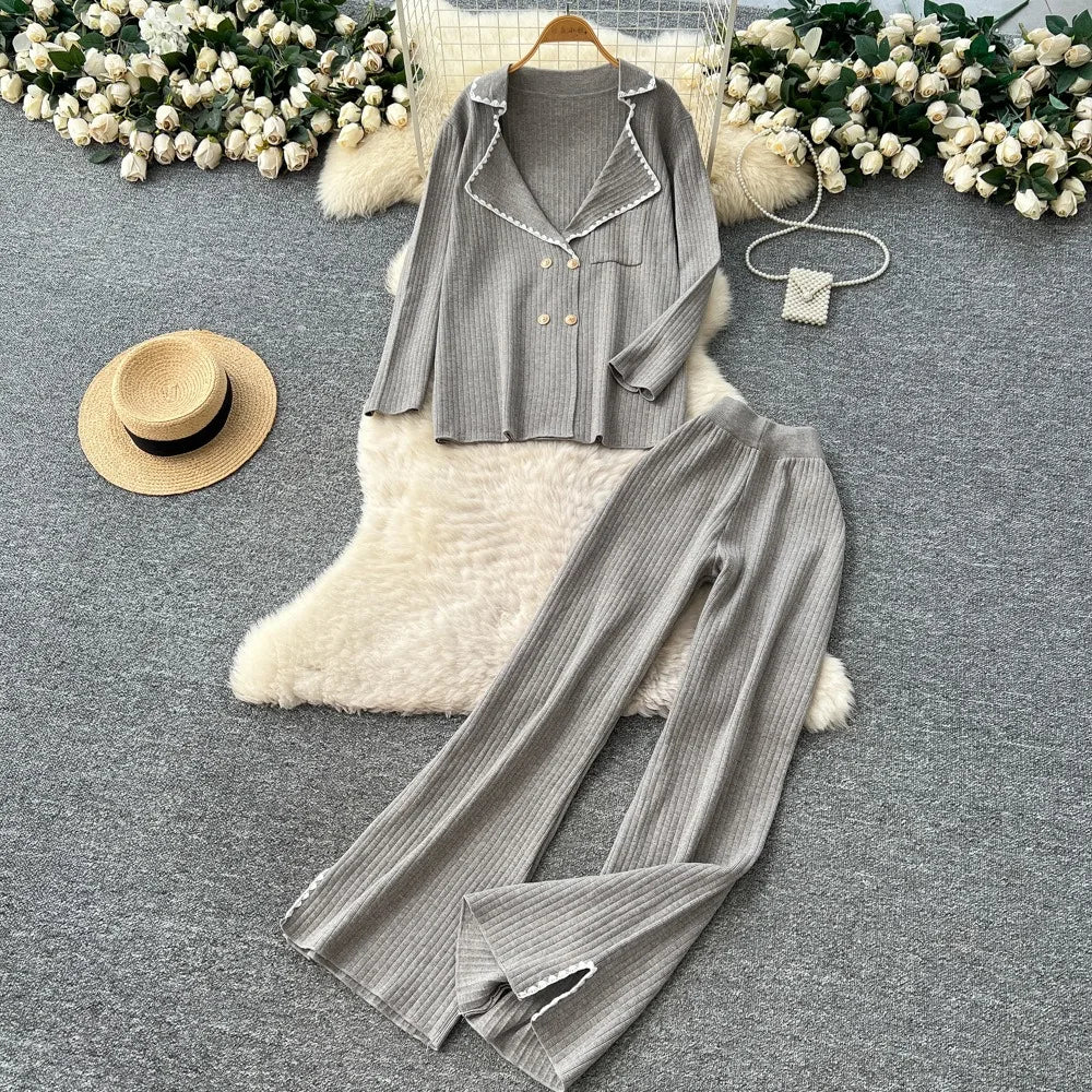 Pants Set Women Two Piece Sets Hooded Matching Sets Sweatshirts Long Pants High Waist Knitted Splice Y2k Casual Jogger 2025