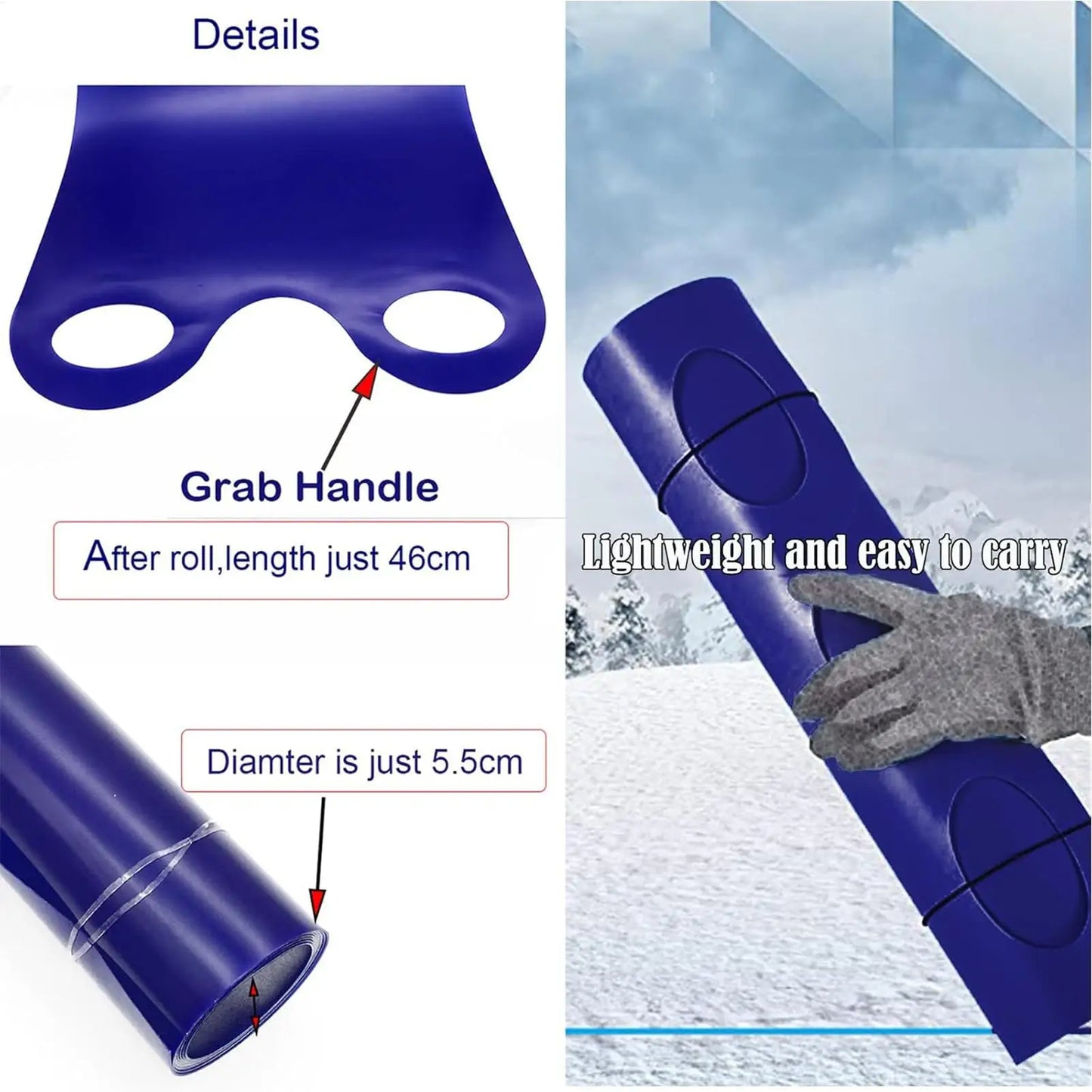 Roll Up Sled For Kids High Speed Snow Sled Lightweight For Beach Grass Sand Sliding Portable Winter Snow Sled Outdoor Activities