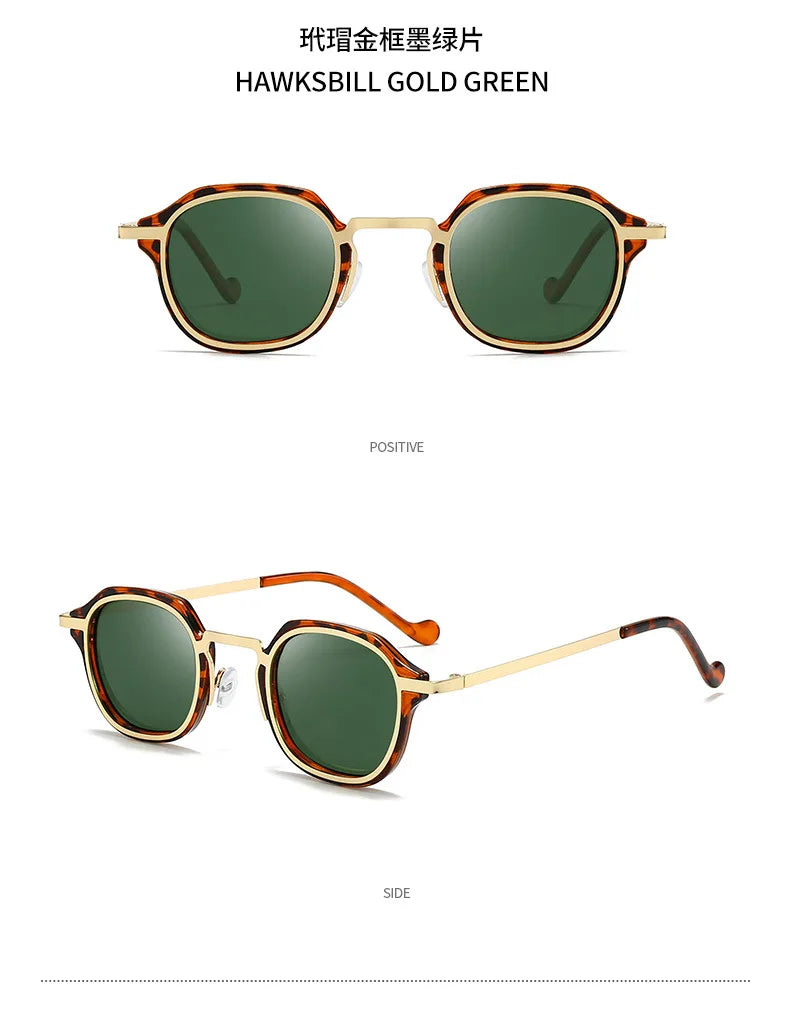2025 New Small Square Polarized Sun Glasses For Men Women Retro Steampunk Sunglass Metal Frame Eyewear Oculos De Sol UV400 TAC