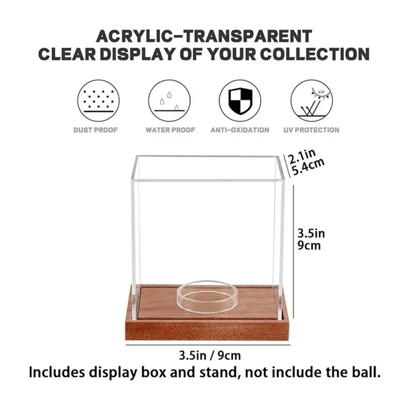 Hockey Puck Display Case Acrylic Clear Holder With Wood Base Hockey Part