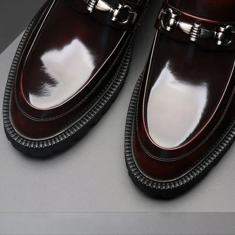 Men's Dress Leather Shoes Horse Street Buckle High Quality Men's Oxford Shoes Wedding Party Office Formal Shoe Large Size 38-48