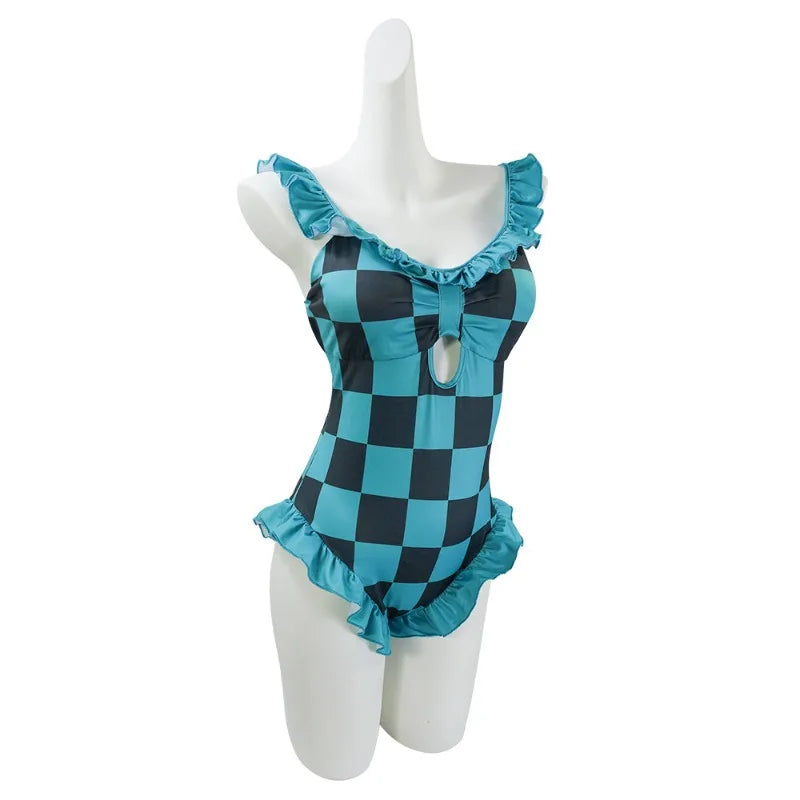 Anime Demonn Slayer Cosplay Swimsuit Shinobu Kimetsu no Yaiba Tanjiro Nezuko Bathing Suit for Pool Beach Party Halloween Costume