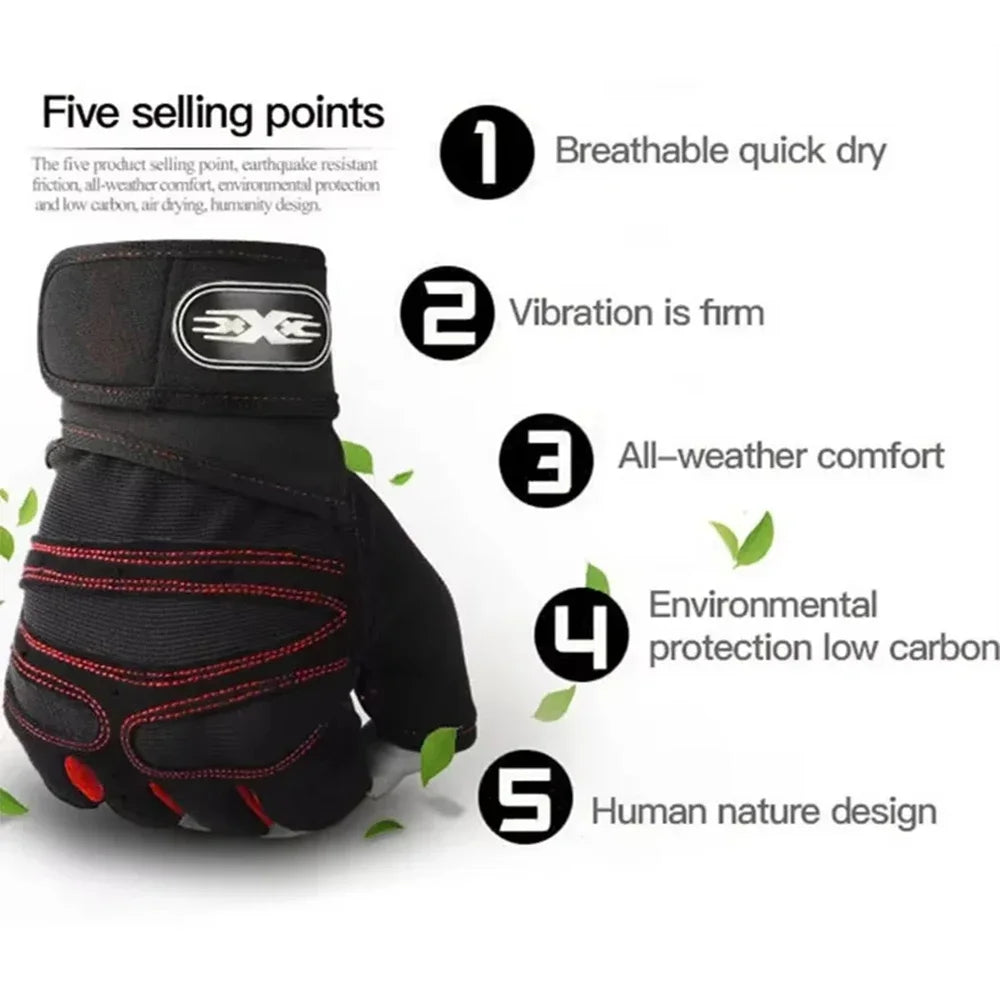Workout Gloves for Men Women Half Finger Glove with Wrist Wrap for Sport Weight Lifting Training Bicycle Motorcyclist Gym Glove