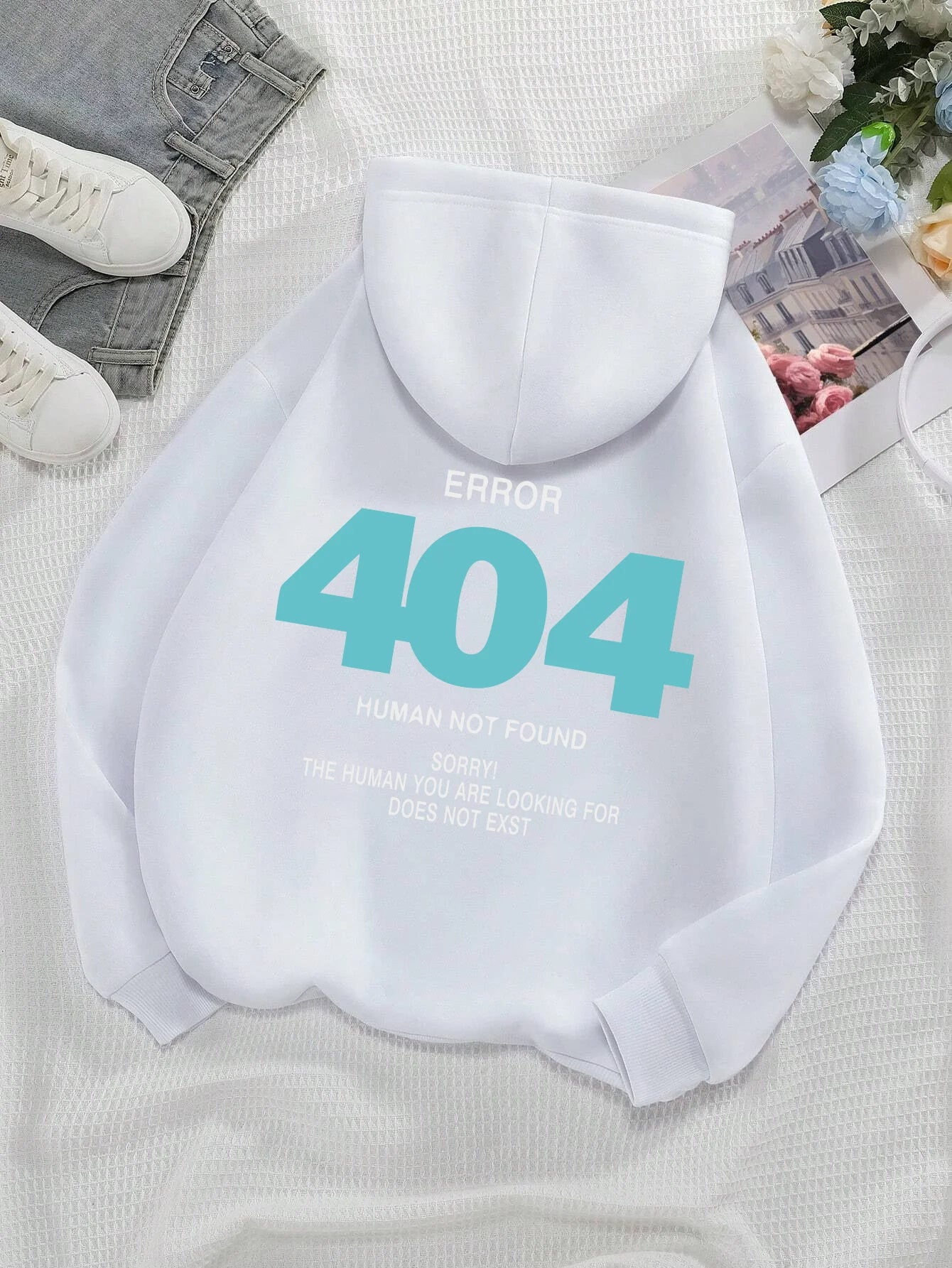 Women's Hoody Error 404 Human Not Found sorry Prints Hoodies Fleece Long Sleeve Oversized Clothes Hip Hop Street Pullover