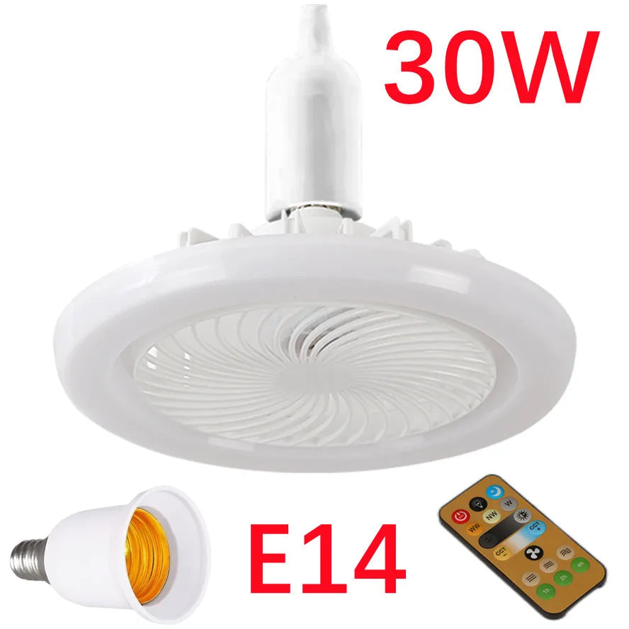 30w 3In1 Ceiling Fan With Lighting Lamp electric fan E27 Converter Base With Remote Control For Bedroom Living Silent AC85V-265V
