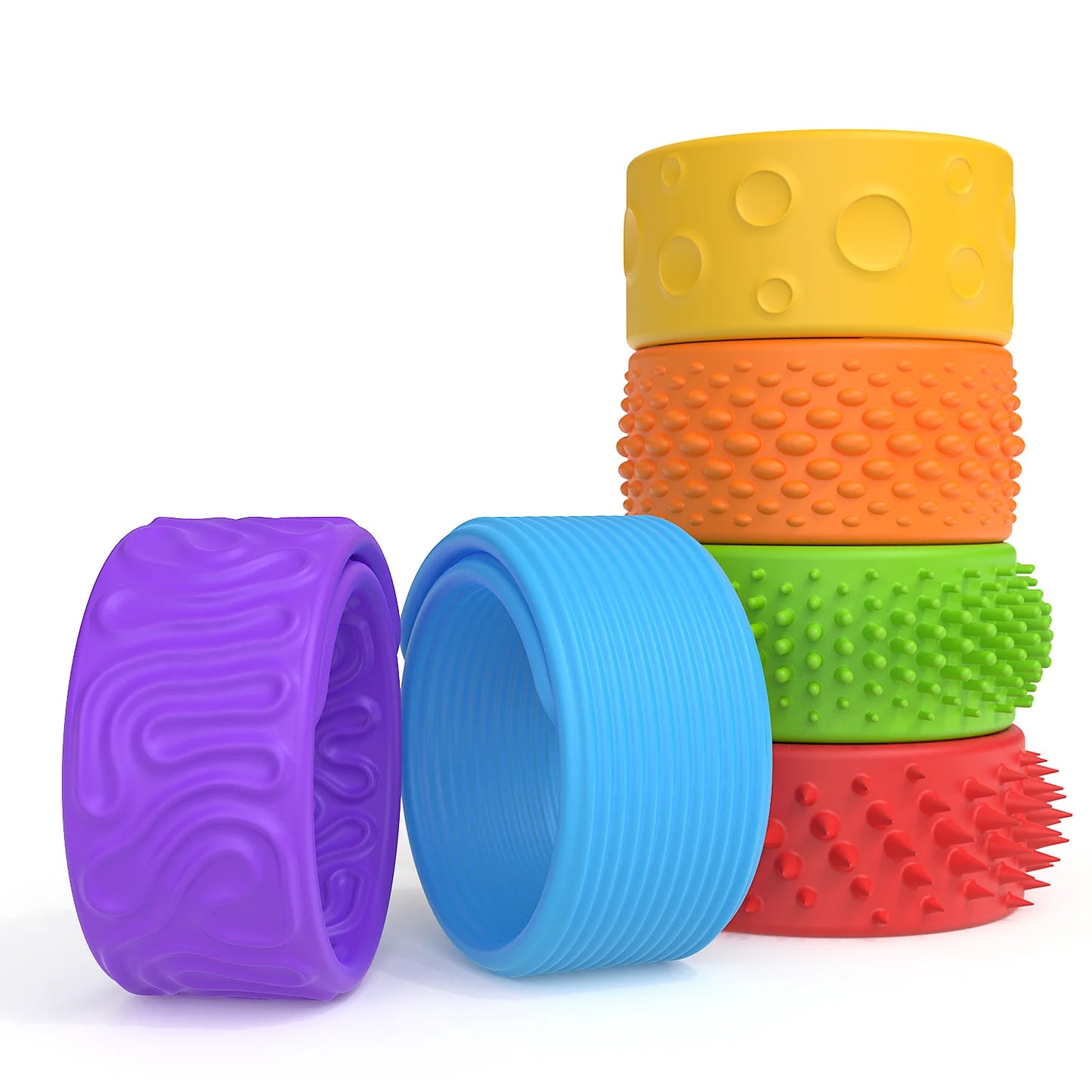 6 Pack Silicone Sensory Toys For Kids Autism Calming Sensory Toy Fidget Toys Slap Bracelets Textured For Special Needs Fidgets
