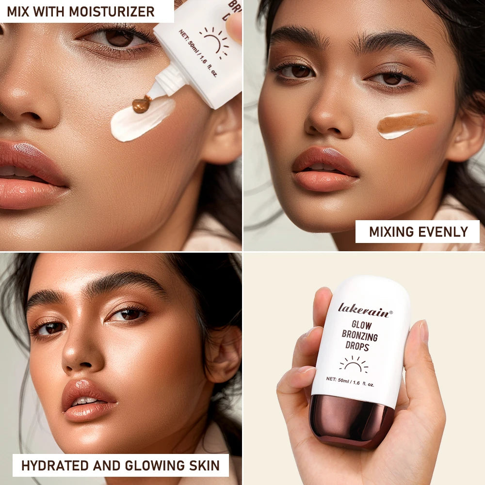 Lakerain Glow Bronzing Drops Face Peptide Serums Liquid Bronzer Cream Hydrating Makeup For An Everyday Radiant Glow Summer Glow