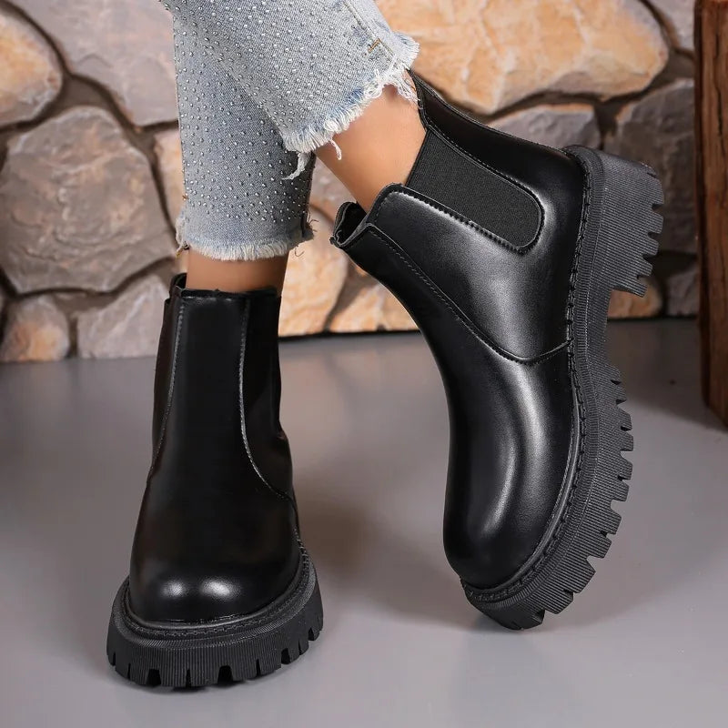 Women Chelsea Boots Thick-soled Winter Comfortable Shoes Women Outdoor Fashion Thick-soled Short Boots Women Zapatos De Mujer