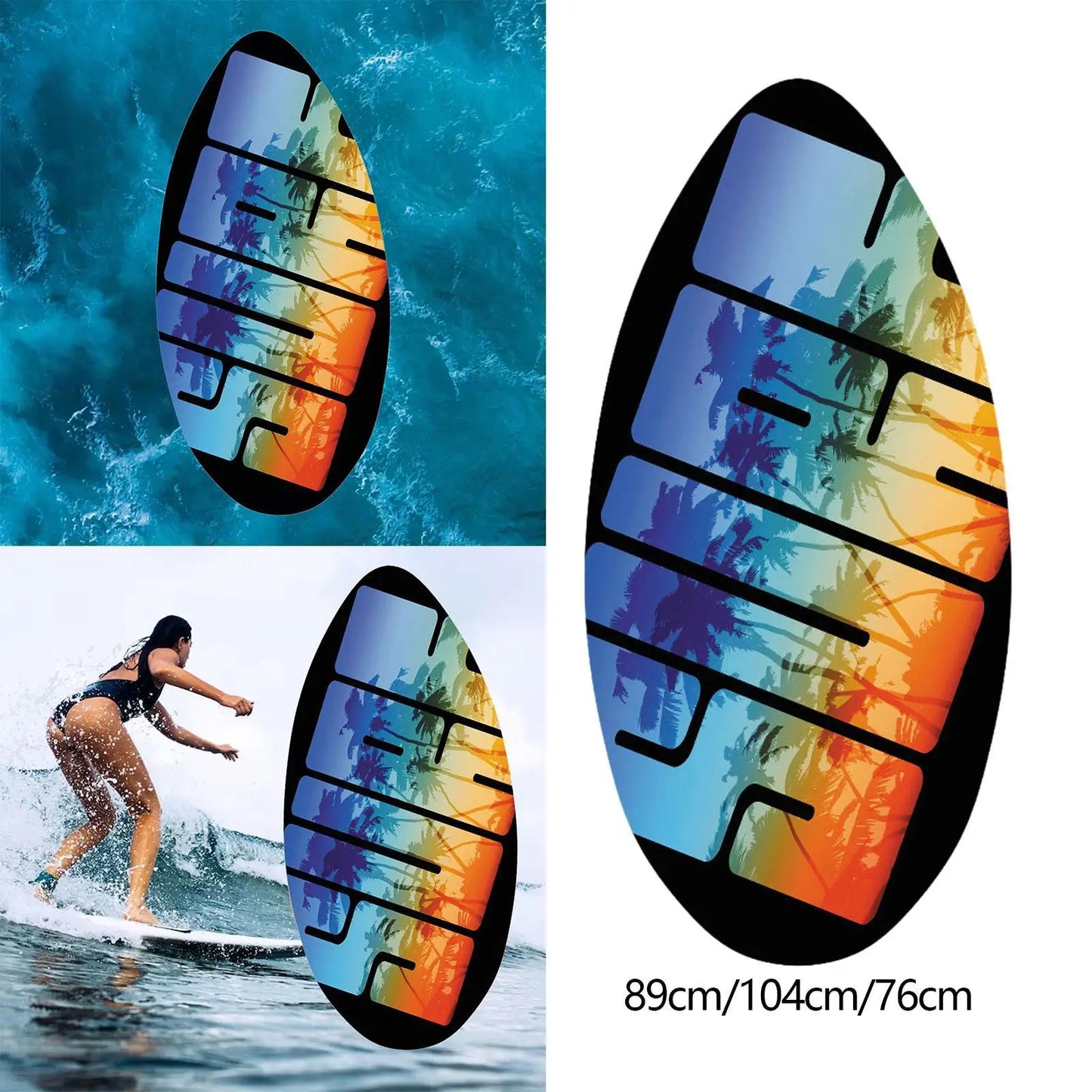 Skimboard for Beach Lightweight Durability Wooden Water Surfboard Wood Body Board for Beginners Teenagers All Skimming Kids